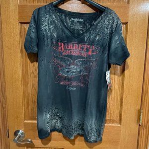 BARRETT-JACKSON Women's XL Classic Cars Short Sleeve T-Shirt Gray Rhinestone NWT
